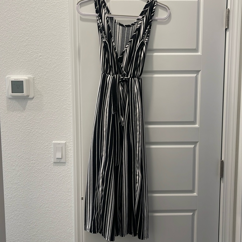 Black and white striped romper